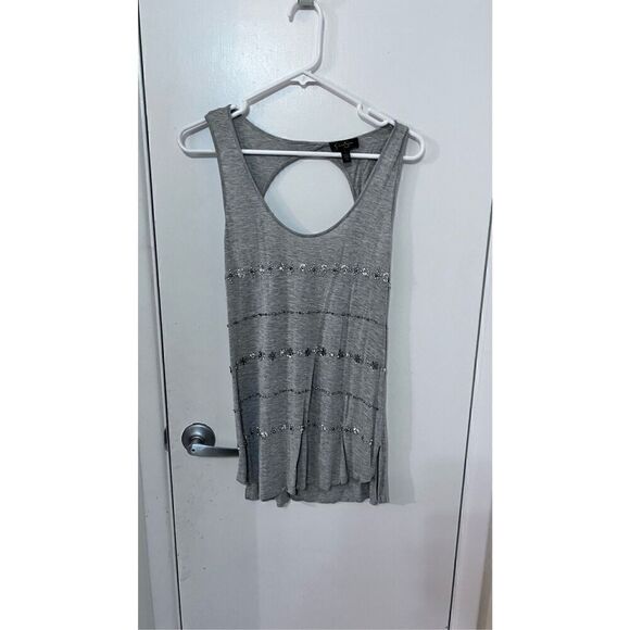 JESSICA SIMPSON GRAY RHINESTONE TANK TOP SIZE L - Picture 1 of 8